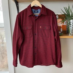 CHAPS Red Black Checkered Plaid Flannel Button Down Shirt Sz Medium Fisherman